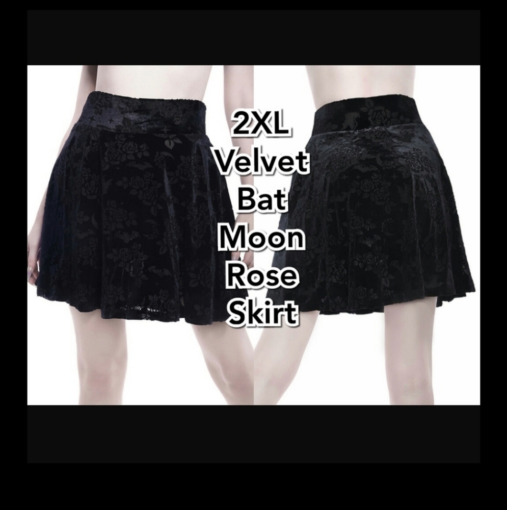 Velvet Bat Moon Rose Gothic Skirt